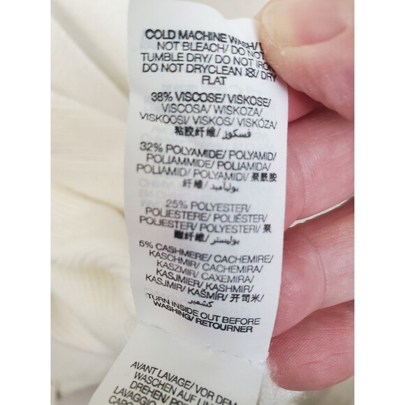 Sweaty Betty Off-White Cashmere Blend Longline Open Front Cardigan Size Medium - Picture 7 of 9